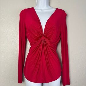Bebe raspberry red ruched long sleeve top S